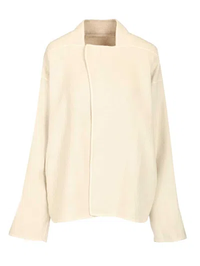 Rick Owens Island Jacket In Double Camel Wool Coats White