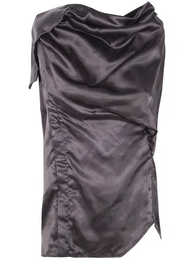 Rick Owens Island Sleeveless Shirt In Gray