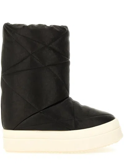 Rick Owens Italian Leather Boot For Men In Black