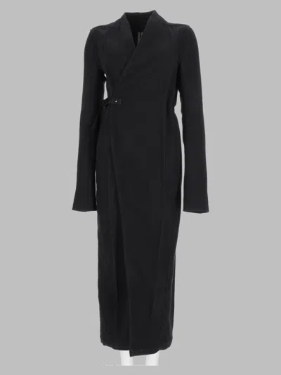 Rick Owens Italian Wool Trench Coat In Black
