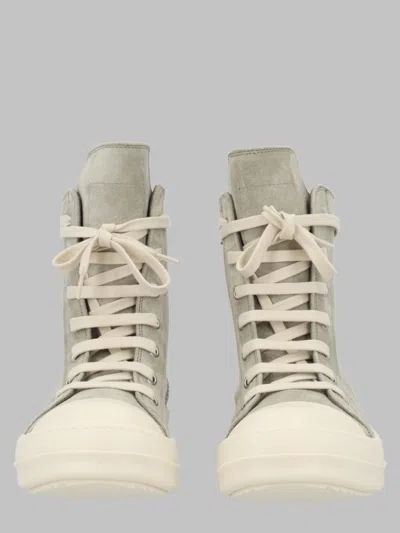 Rick Owens High Top Boots Contrast Rubber Sole In Gray