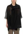 Rick Owens Hollywood Claudette Silk Chiffon Tunic In Black