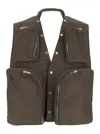Rick Owens Grey Vest With V-neck And Cargo Pockets In Cotton Man In Grey