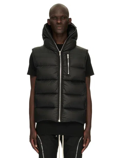 Pre-owned Rick Owens Jacket Leather Puffer Bomber Denim Down Coat In Black