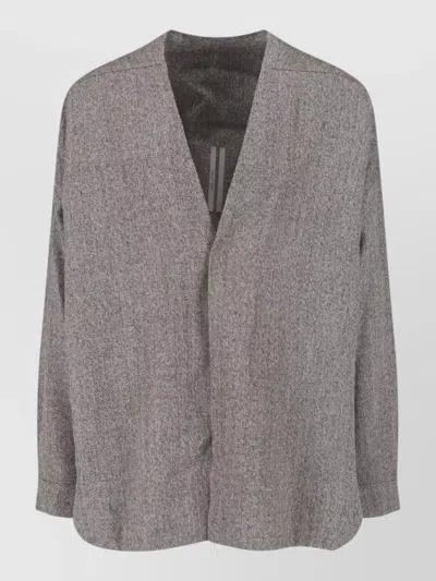 Rick Owens Jacket Long Sleeves Button Detailing Textured Fabric In Brown