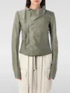 Rick Owens Celadon Low Neck Biker Jacket In Beige