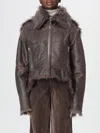 Rick Owens Brown Jacket With Reversible Design And Asymmetric Hem In Leather Woman In Brown
