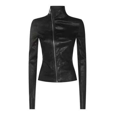 Rick Owens Black Gary Leather Jacket In 09 Black