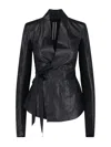 Rick Owens Fitted Long-sleeve V-neck Jacket With Double-breasted Closure In Black