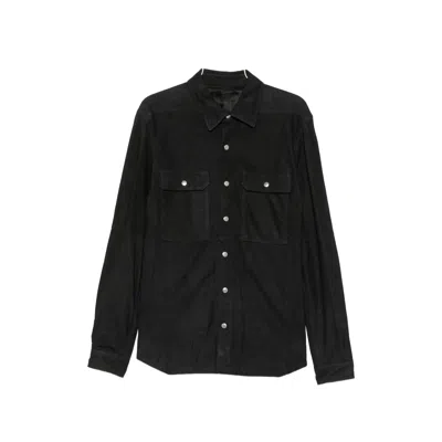 Rick Owens Suede Press-stud Jacket In Black