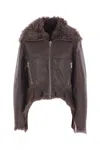 Rick Owens Brown Jacket With Reversible Design And Asymmetric Hem In Leather Woman In Brown