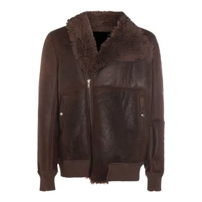 Rick Owens Brown Hollywood Flight Leather Jacket