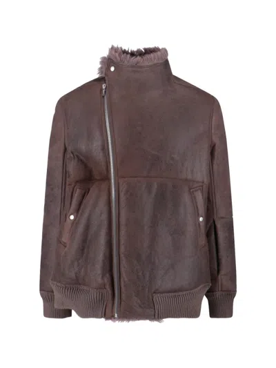 Rick Owens Lamb Leather And Shearling Jacket In Brown