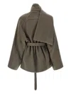Rick Owens Asymmetric Belted Coat High Neck In Gray