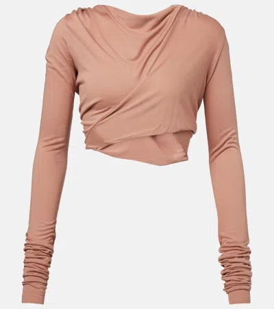 Rick Owens Jade Jersey Crop Top In Beige