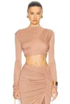 Rick Owens Jade Long Sleeve Crop Top In Nude