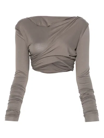 Rick Owens Gray Ava Long Sleeve T-shirt In 34 Dust