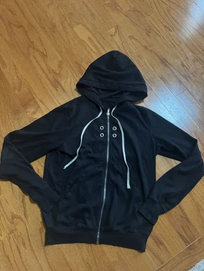 Pre-owned Rick Owens Jason Hoodie Eyelets In Black
