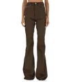Rick Owens Flared Trousers With Pockets And Loops In Brown