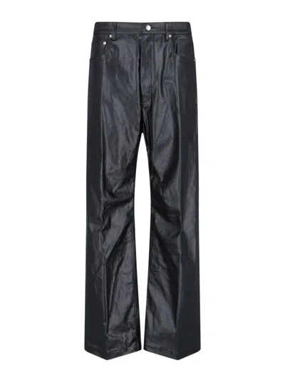Rick Owens Geth Wide Leg Denim Jeans In Black