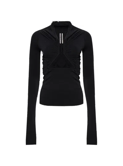 RICK OWENS RICK OWENS JERSEY LONG SLEEVE PRONG TOP BLACK