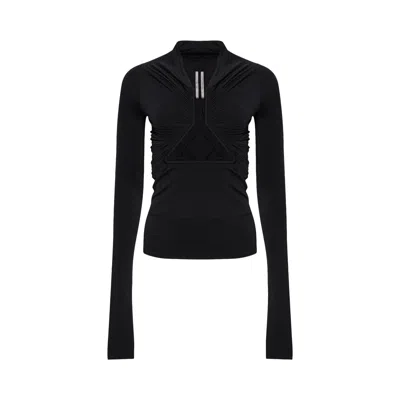 Pre-owned Rick Owens Jersey Long-sleeve Prong Top 'black' | Women's Size 40