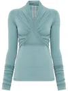 Rick Owens Women Jersey Ls Prong In Blue