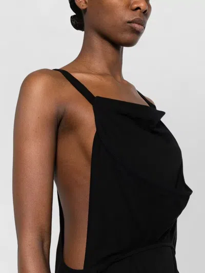 Rick Owens Jersey Maxi Dress Low Back Cutout Slit In Black
