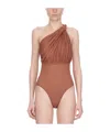 Rick Owens Jersey One-shoulder Bodysuit In Brown