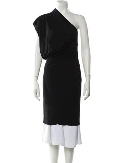 Pre-owned Rick Owens Jersey One-shoulder Tunic In Black