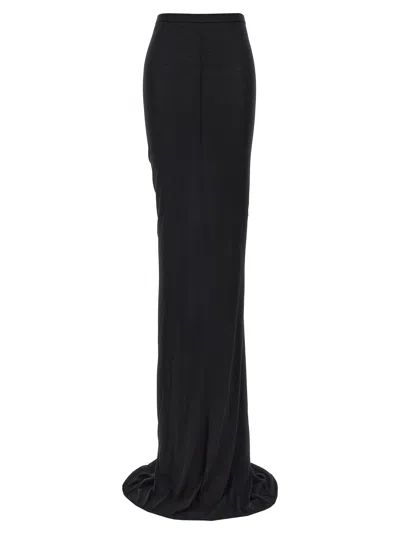Rick Owens Jersey Pillar Long Skirt In Black