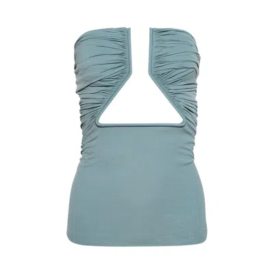 Pre-owned Rick Owens Jersey Prong Bustier Top 'mouthwash' | Blue | Women's Size 44