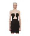 Rick Owens Prong Cutout Coated Denim Bustier Dress In Black