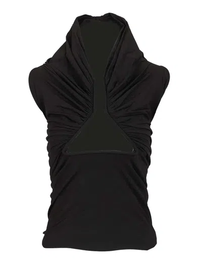 Rick Owens Jersey Short Sleeve Prong Top Tops Black