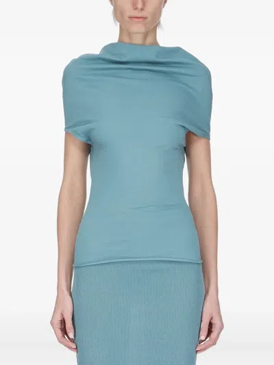 Rick Owens Jersey Shroud T-shirt In Blue