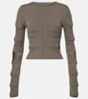 Rick Owens Women Viscose Sweater With Ribbed Workmanship In Brown