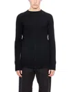 Rick Owens Black Long Sleeve Crewneck Sweater Top In Black