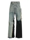 Rick Owens Joris Ripped-panel Jeans In Blue