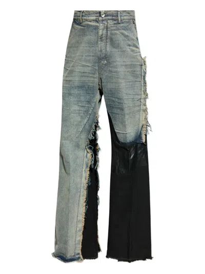 Rick Owens Joris Ripped-panel Jeans In Blue