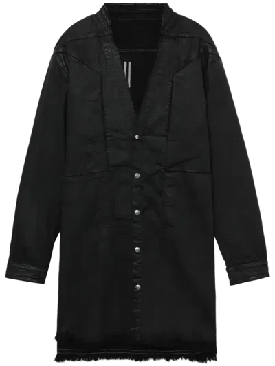 Rick Owens Jumbo Coated-finish Shirt In Black