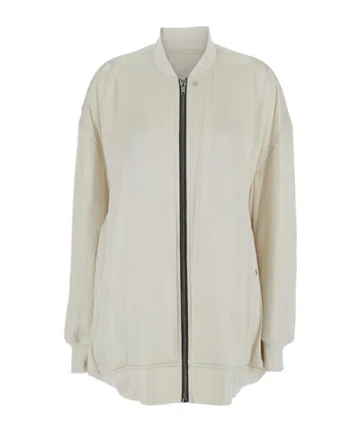 Rick Owens 'jumbo Peter Flight' White Bomber Jacket In Virgin Wool Woman
