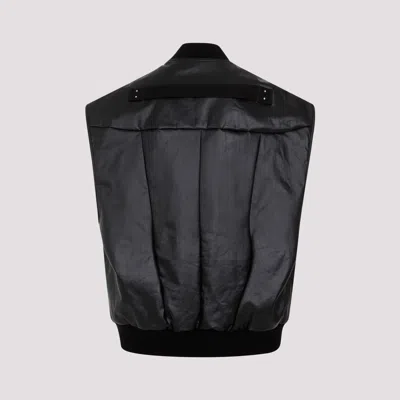Rick Owens Black Jumbo Flight Denim Cotton Vest