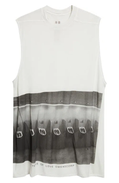Rick Owens Jumbo Graphic Cotton Muscle Tee In White