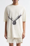 Rick Owens Relaxed Fit Graphic Print T-shirt With Nude Background In Neutral