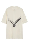 Rick Owens Relaxed Fit Graphic Print T-shirt With Nude Background In Natural/black