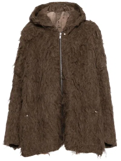Rick Owens Jumbo Hooded Coat In 褐色