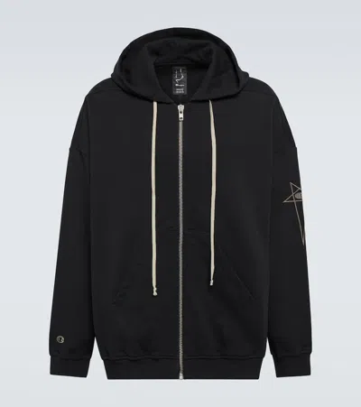 Rick Owens Jumbo Jason Cotton Hoodie In Black