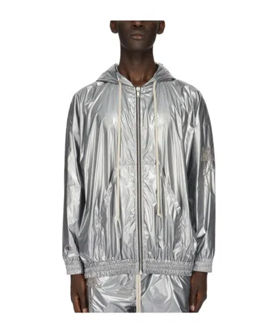 Rick Owens Jumbo Jason's Zip-up Hooded Jacket In Gray