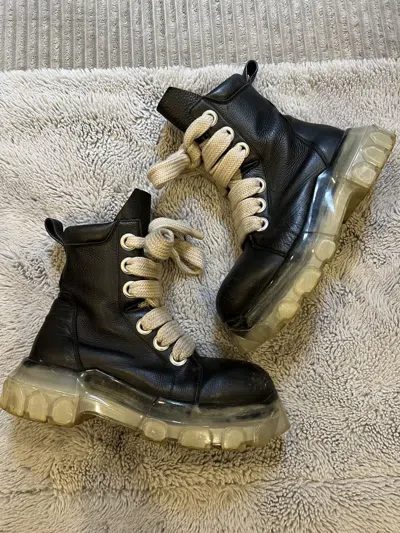 Pre-owned Rick Owens Jumbo Lace Bozo Tractor Boots Size 40.5 In Black