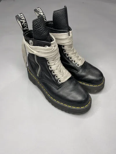 Pre-owned Rick Owens Jumbo Lace Doc Marten Shoes In Black